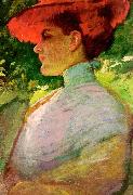 Frank Duveneck Lady With a Red Hat France oil painting reproduction